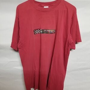 Men's Casual Red Tee with Graphic Detail